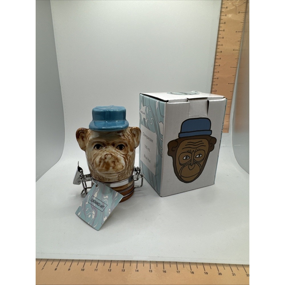 Chimpamzee With Blue Hat Porcelain Airtight Container - New‎ In Box
